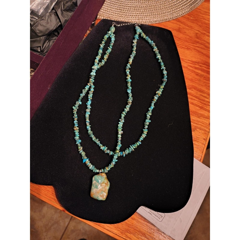 DK Sterling Silver And Natural Turquoise Layered Double Strand Necklace